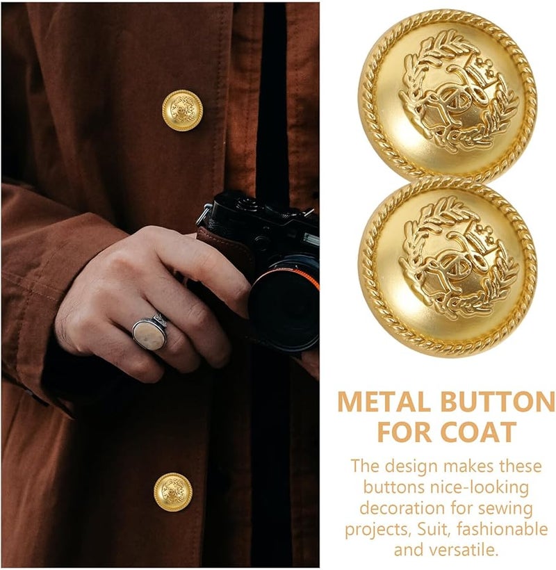 Safigle 20pcs Antique Gold Metal Sewing Buttons Crown Design For Coats Jackets - Image 3